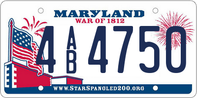 MD license plate 4AB4750