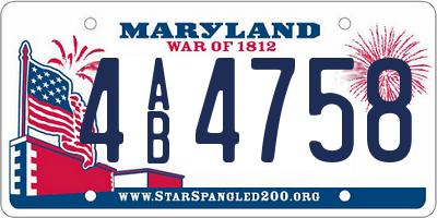 MD license plate 4AB4758