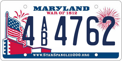 MD license plate 4AB4762