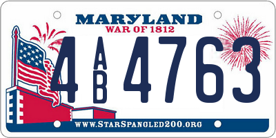 MD license plate 4AB4763