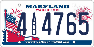 MD license plate 4AB4765