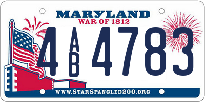 MD license plate 4AB4783