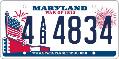MD license plate 4AB4834