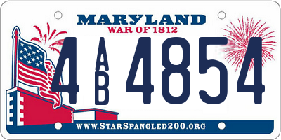 MD license plate 4AB4854