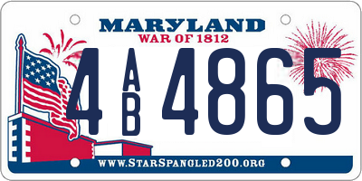 MD license plate 4AB4865
