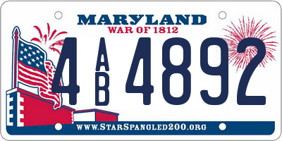 MD license plate 4AB4892