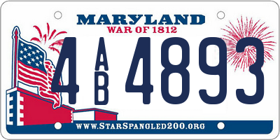 MD license plate 4AB4893