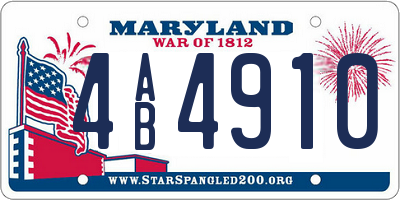 MD license plate 4AB4910