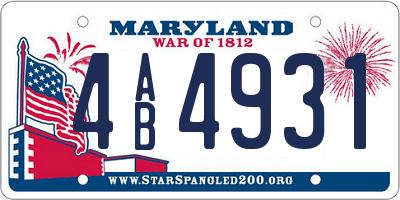 MD license plate 4AB4931