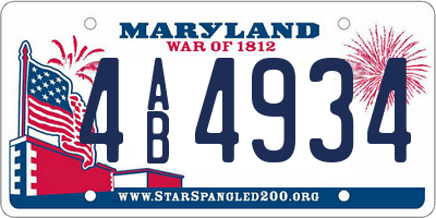 MD license plate 4AB4934
