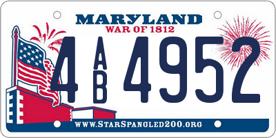 MD license plate 4AB4952