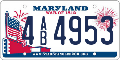 MD license plate 4AB4953
