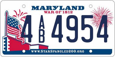MD license plate 4AB4954
