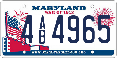 MD license plate 4AB4965