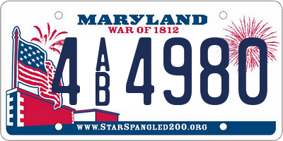 MD license plate 4AB4980
