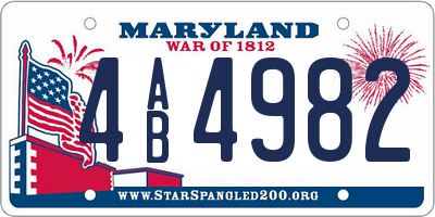 MD license plate 4AB4982