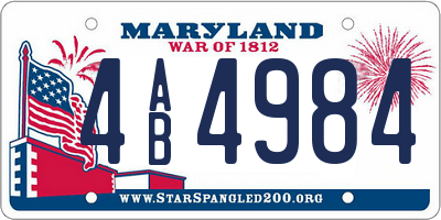 MD license plate 4AB4984