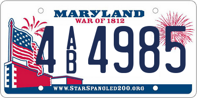 MD license plate 4AB4985