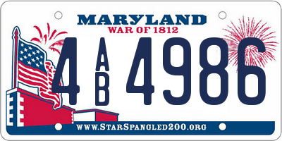 MD license plate 4AB4986