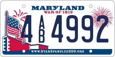 MD license plate 4AB4992