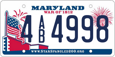 MD license plate 4AB4998