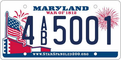 MD license plate 4AB5001