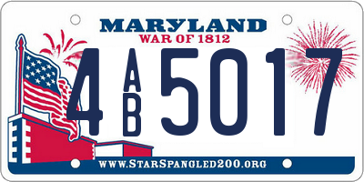 MD license plate 4AB5017