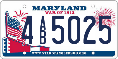 MD license plate 4AB5025