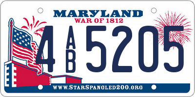 MD license plate 4AB5205