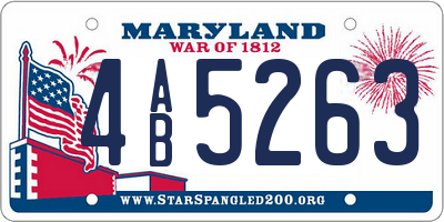 MD license plate 4AB5263