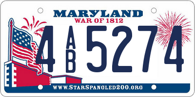 MD license plate 4AB5274