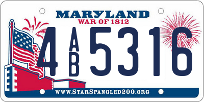 MD license plate 4AB5316