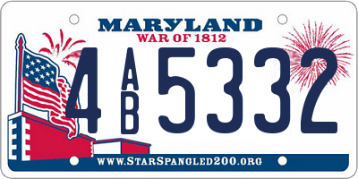 MD license plate 4AB5332
