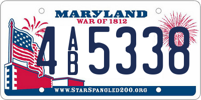 MD license plate 4AB5338