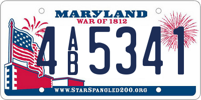 MD license plate 4AB5341
