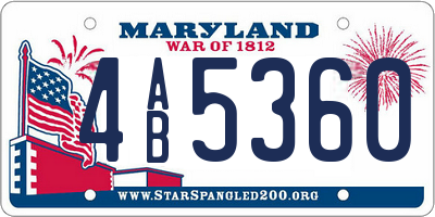 MD license plate 4AB5360
