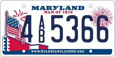 MD license plate 4AB5366
