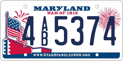 MD license plate 4AB5374