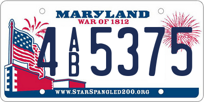 MD license plate 4AB5375