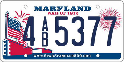 MD license plate 4AB5377