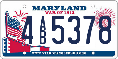 MD license plate 4AB5378