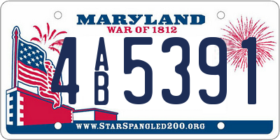 MD license plate 4AB5391