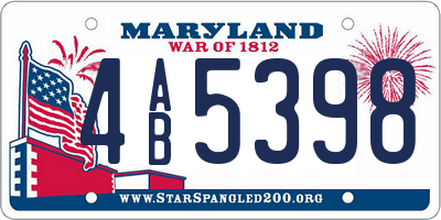 MD license plate 4AB5398