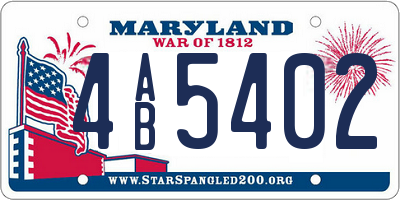 MD license plate 4AB5402