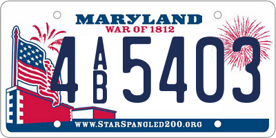 MD license plate 4AB5403