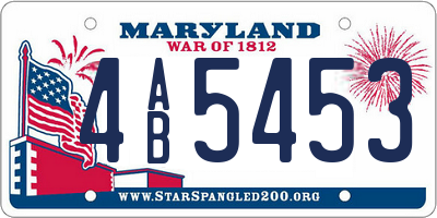 MD license plate 4AB5453