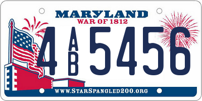 MD license plate 4AB5456