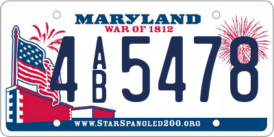 MD license plate 4AB5478