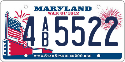 MD license plate 4AB5522