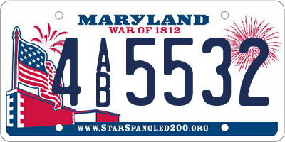 MD license plate 4AB5532